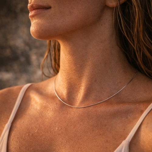 Wodoodporny naszyjnik Simple srebrny .jpg